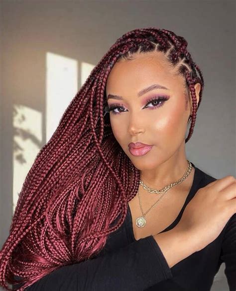 long box braids with color